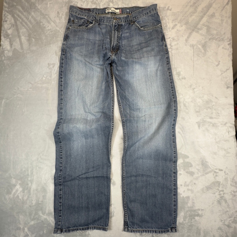 Vintage Y2K Levi's 569‎ Loose Straight Jeans 36x34 Faded Light Wash 2000s
